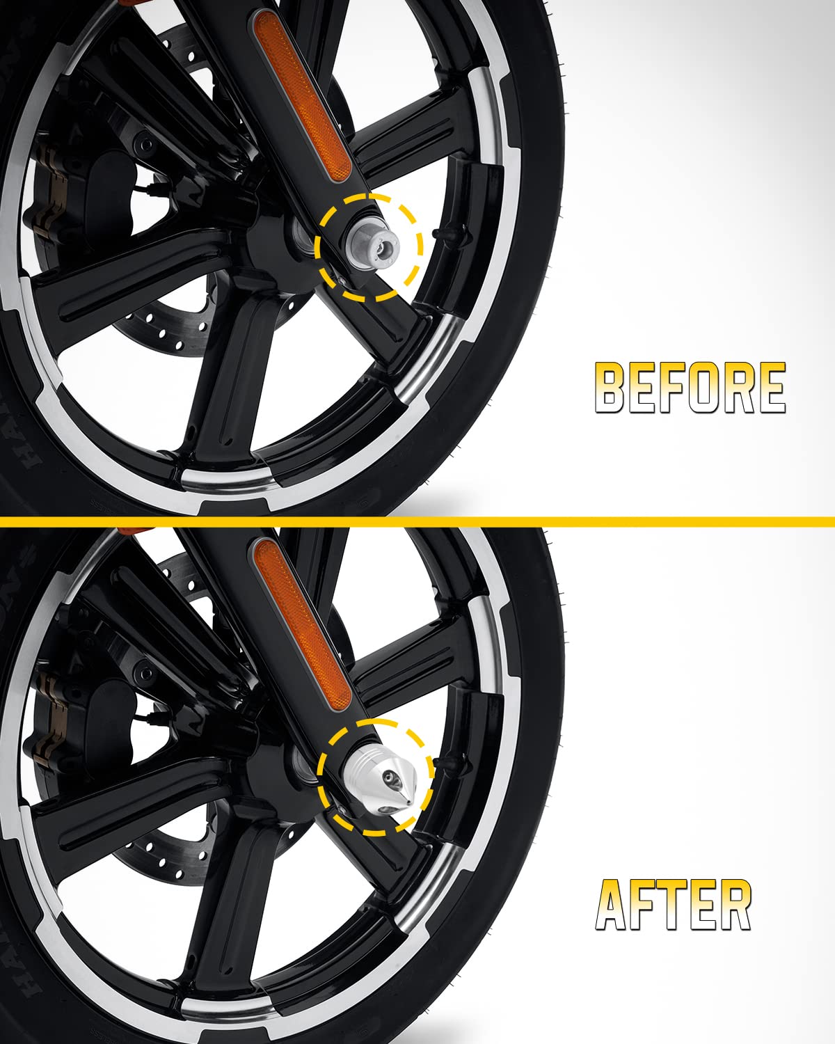 ANONEMOTO Chrome Front Axle Spike Nut Covers, Bolt Covers